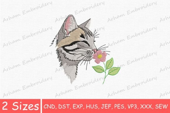 Adorable Cat Smelling Cat Embroidery Review