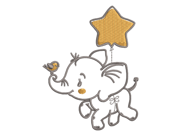 Cute Baby Elephant Star Balloon Embroidery Review