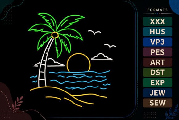 Sunset Palm Tree Summer Embroidery Review
