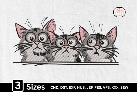 Three Curious Peeking Cats Embroidery Review